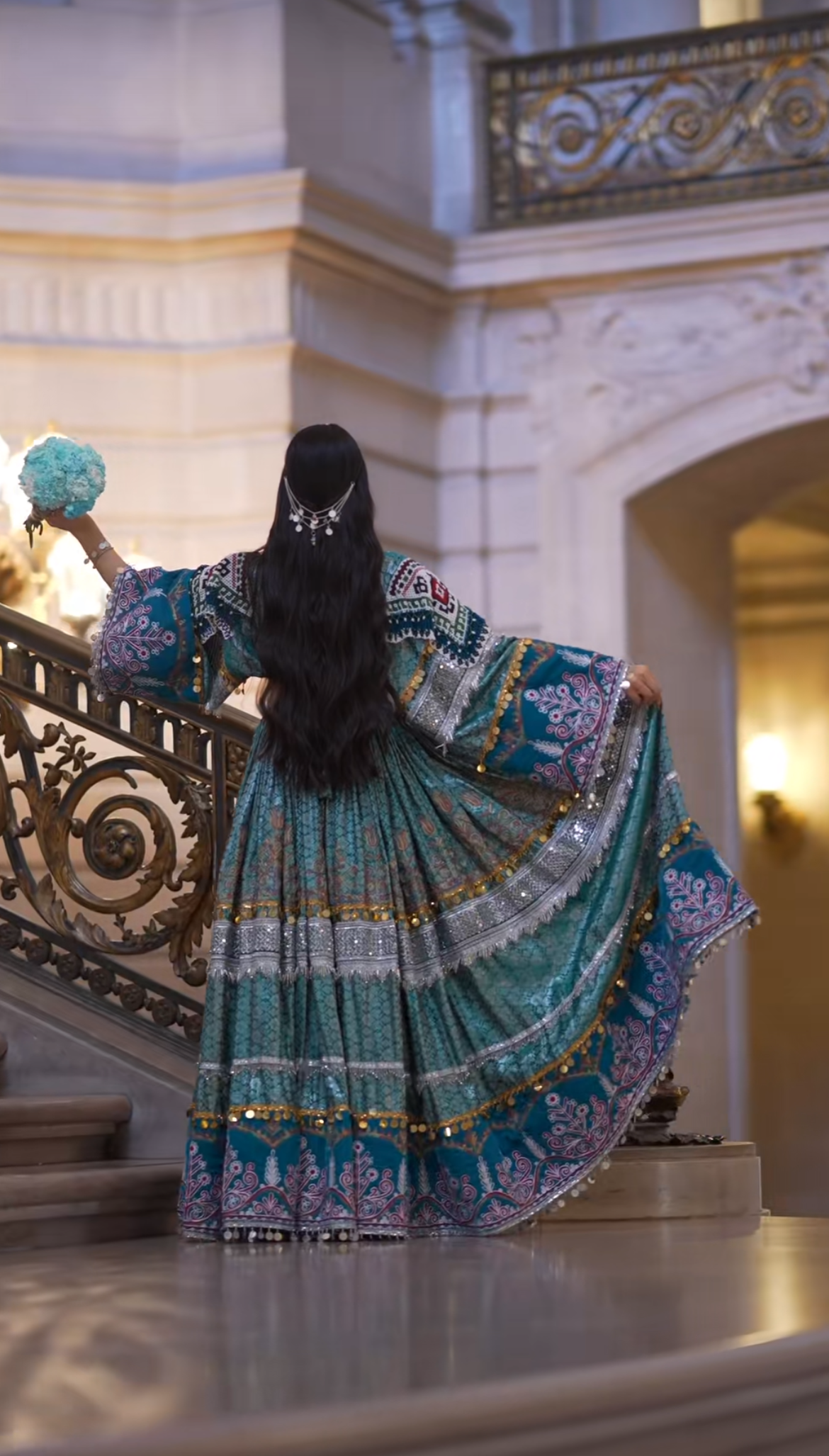 Zohra Sapphire – Afghan Dress Set (2-Piece)